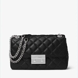 Elegant Black Michael Kors lambskin Quilted Chain sloane Shoulder Bag